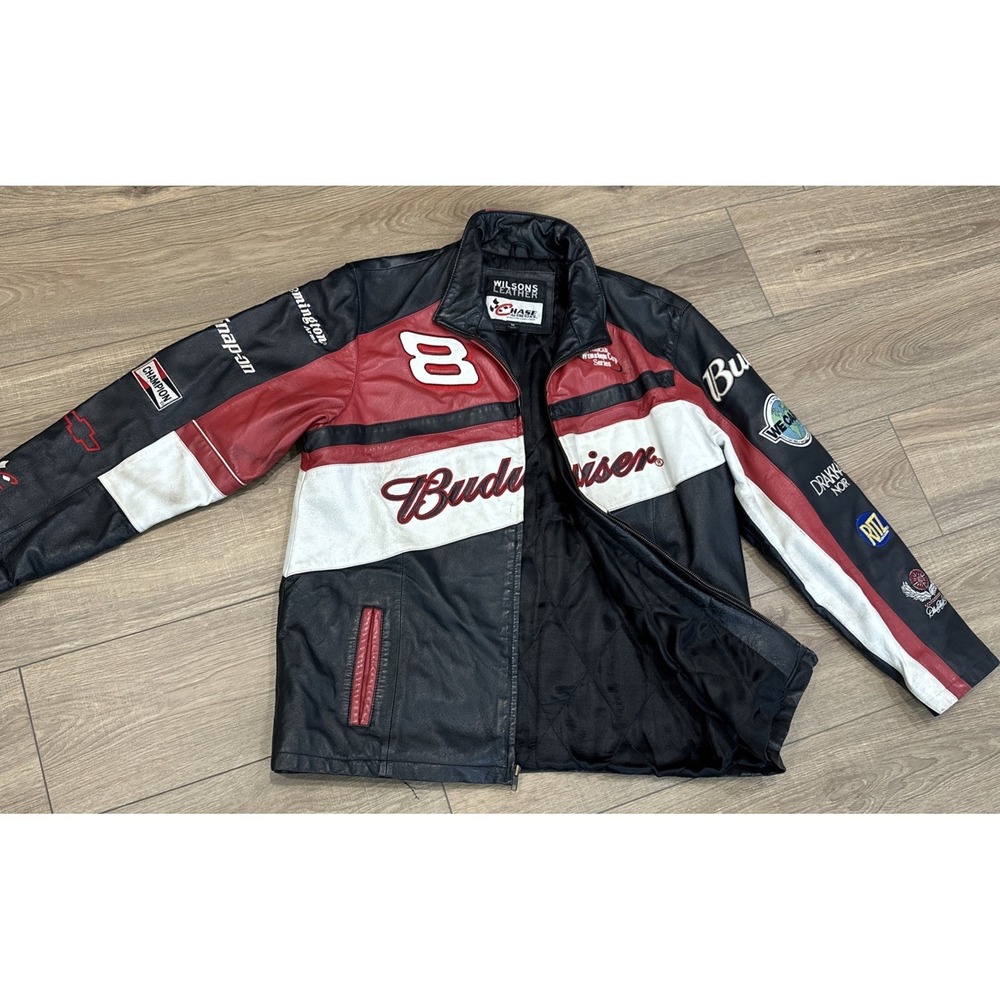 Dale Earnhardt Jr. #8 Wilson LEATHER Size Medium Jacket Budweiser NASCAR Racing